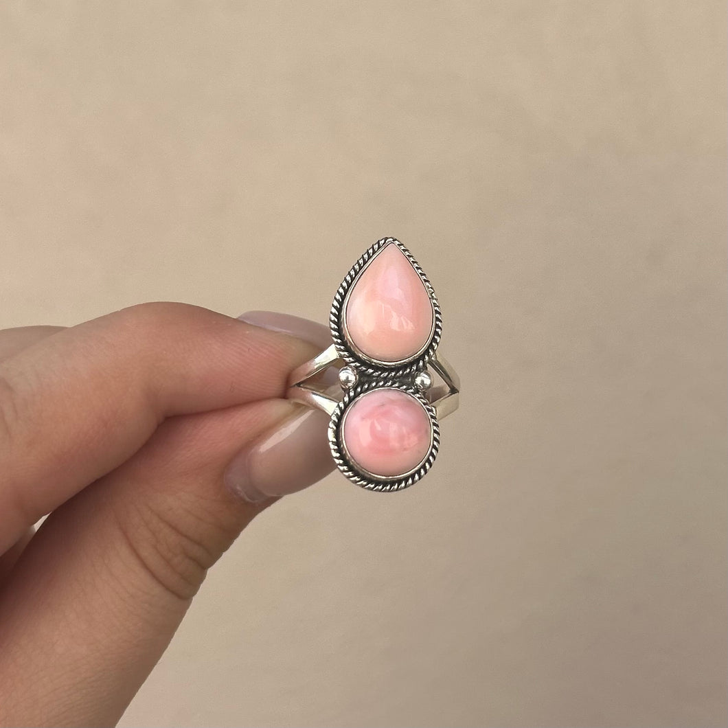 2 Stone Pink Conch Ring