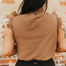 Load image into Gallery viewer, Camel Ruffle Sleeve Top
