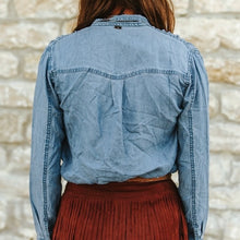 Load image into Gallery viewer, Denim Bow Tie Blouse
