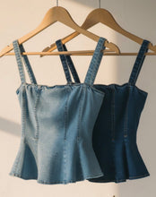 Load image into Gallery viewer, Light Denim Flare Top
