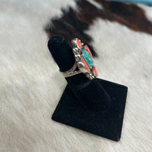 Load image into Gallery viewer, Vintage Red Spiny &amp; Turquoise Ring
