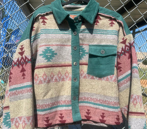 Teal Aztec Shacket