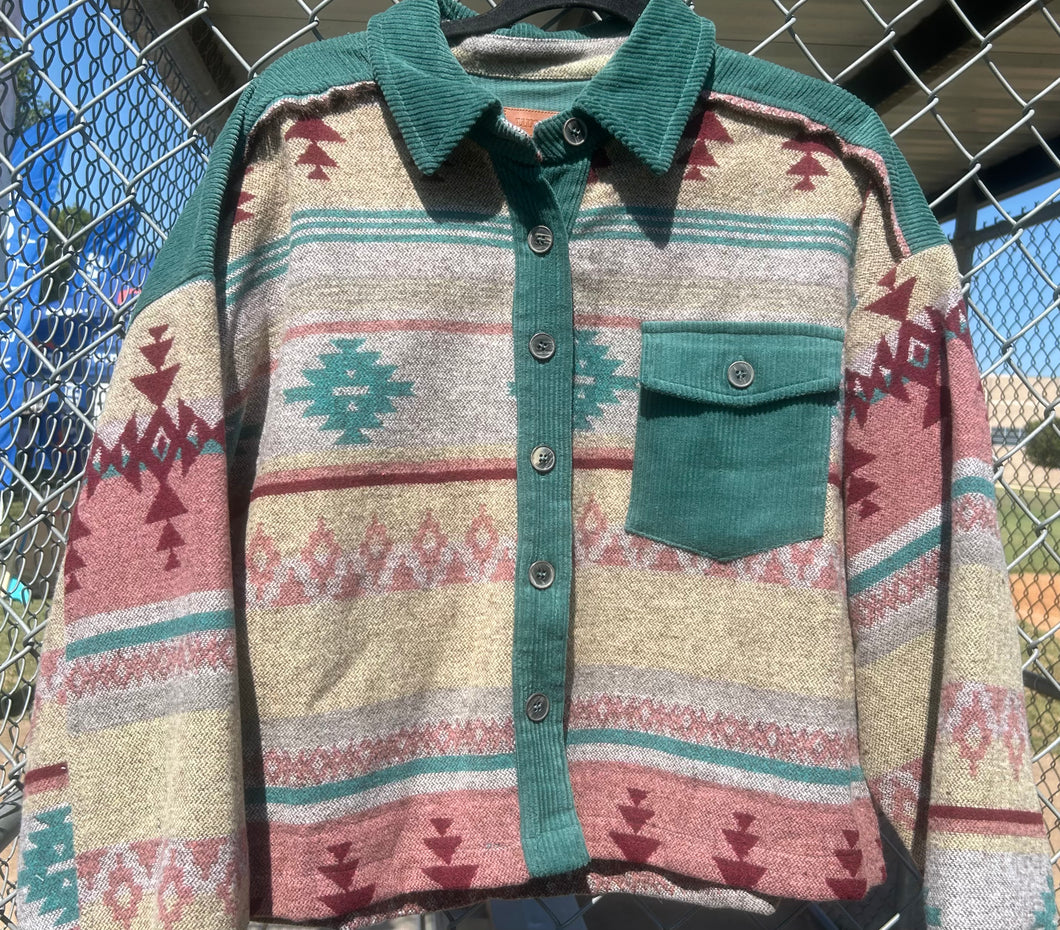Teal Aztec Shacket
