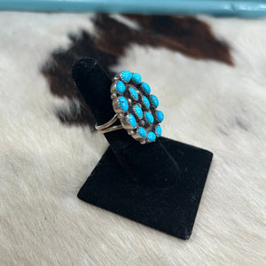 15 Stone Turquoise Cluster Ring