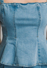 Load image into Gallery viewer, Light Denim Flare Top
