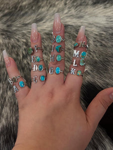 Turquoise Initial Rings
