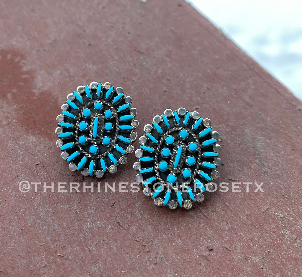 Genuine Turquoise Cluster Studs