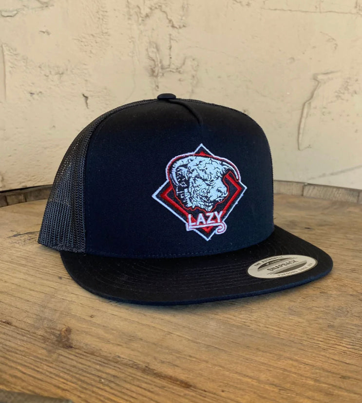 Black & Red Diamond Lazy J Cap