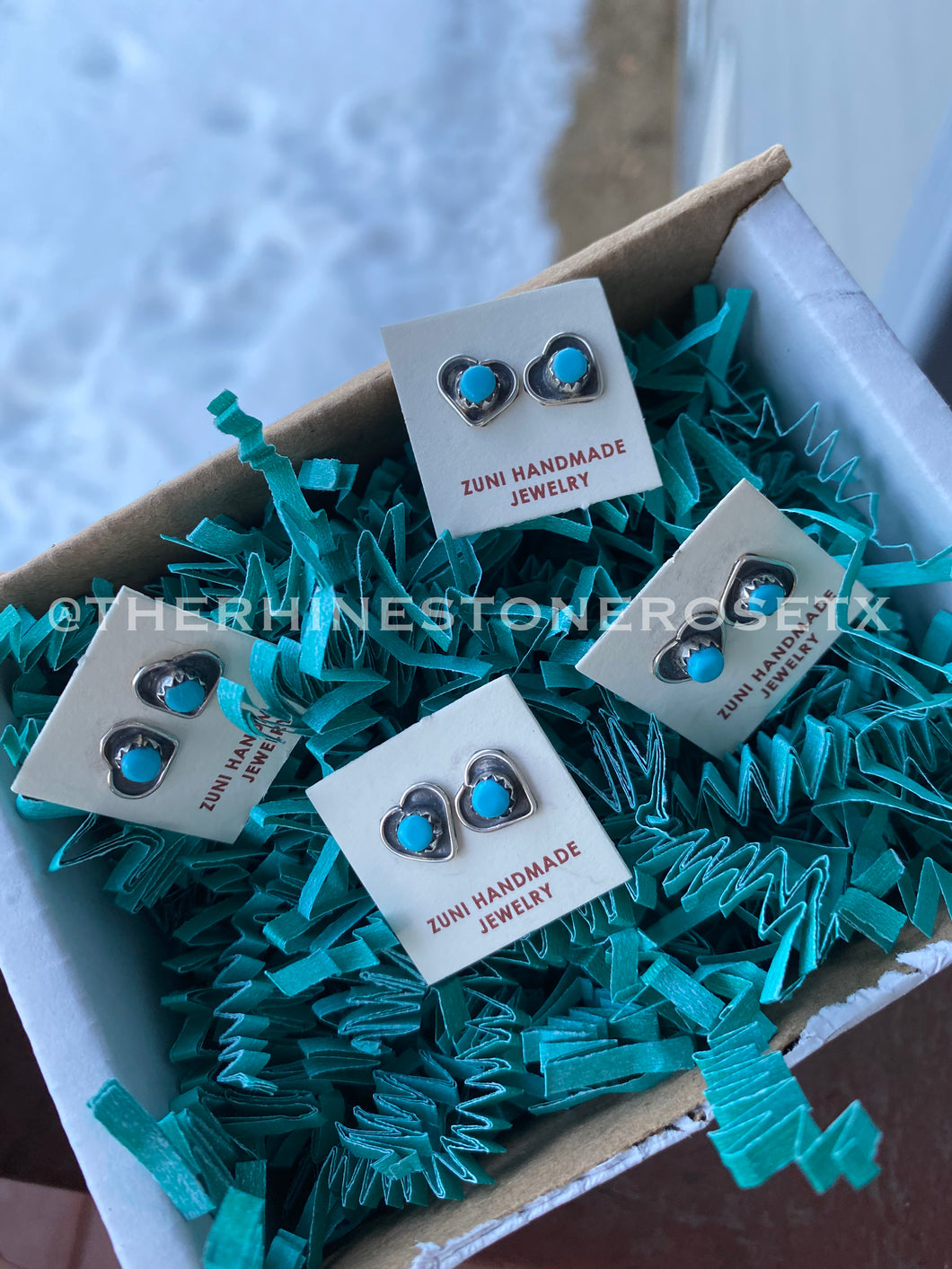 Genuine Turquoise Heart Studs